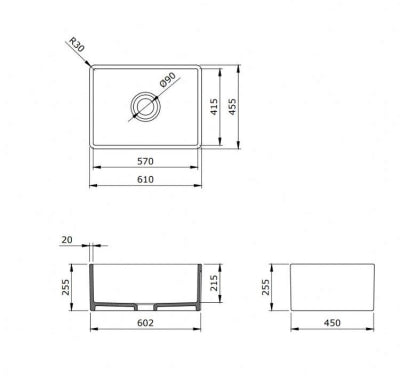 Bocchi Eviye Lavello 60 cm Country Parlak Beyaz Porselen