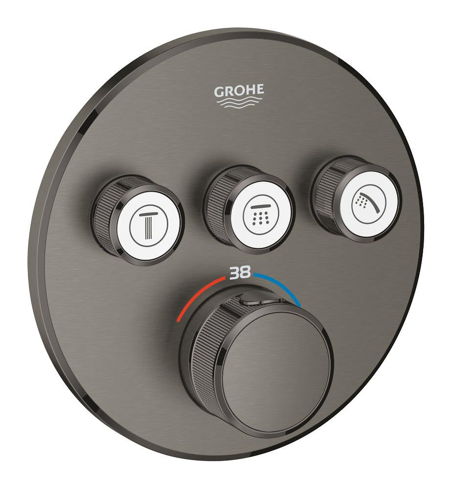 Grohe Grohtherm Smartcontrol Üç Valfli Akış Kontrollü, Ankastre Termostatik Duş Bataryası Brushed Hard Graphite -  29121AL0