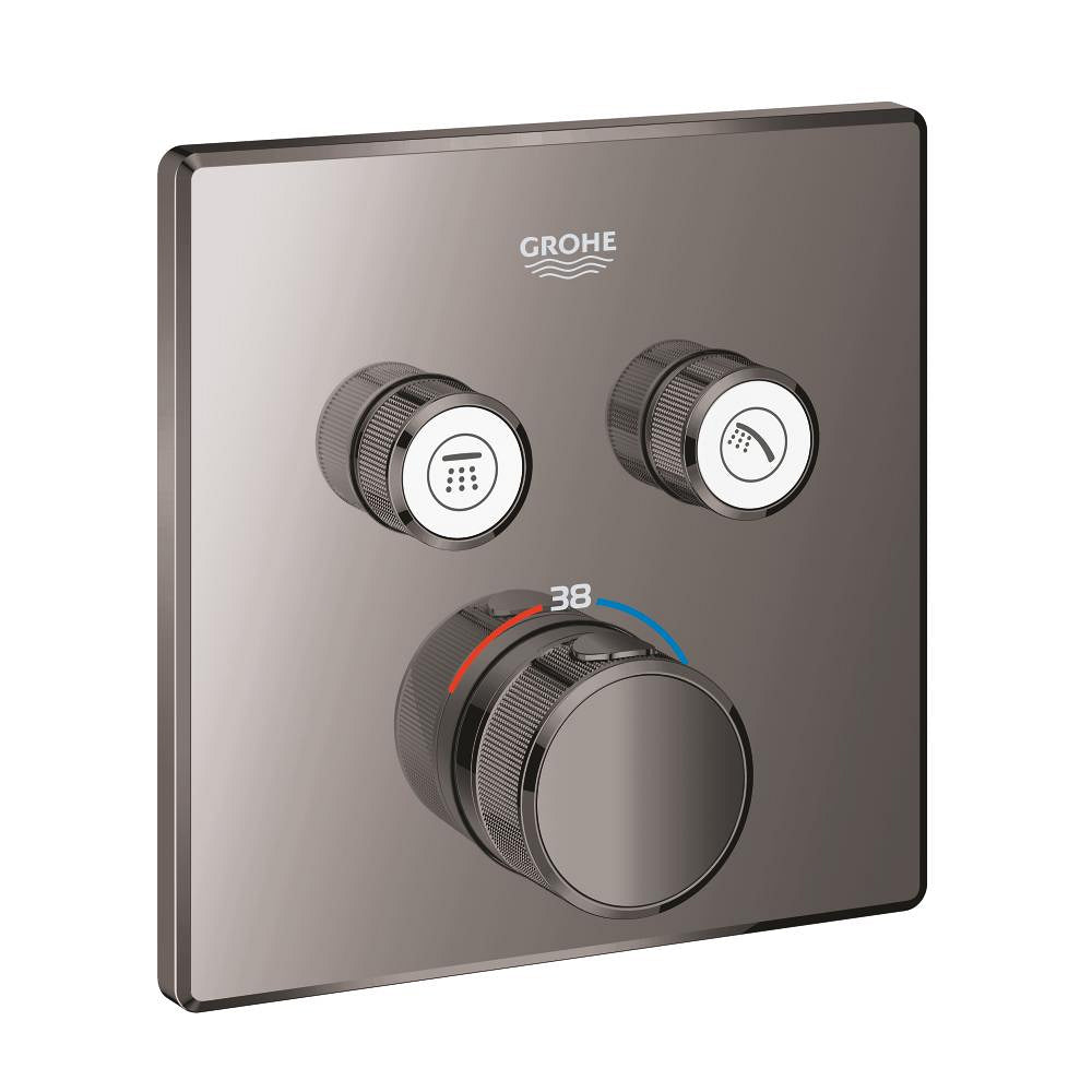 Grohe Grohtherm Smartcontrol Çift Valfli Akış Kontrollü, Ankastre Termostatik Duş Bataryası Hard Graphite -29124A00