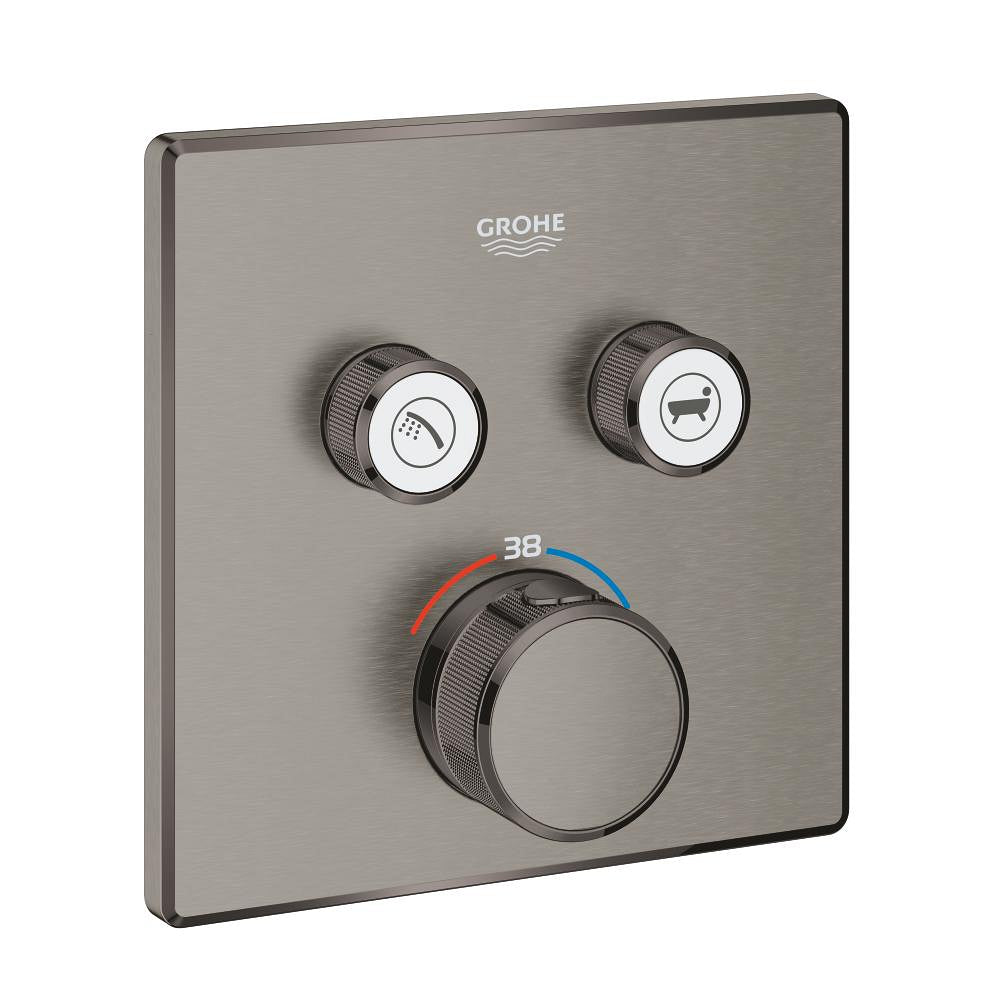 Grohe Grohtherm Smartcontrol Çift Valfli Akış Kontrollü, Ankastre Termostatik Duş Bataryası Brushed Hard Graphite -29124AL0