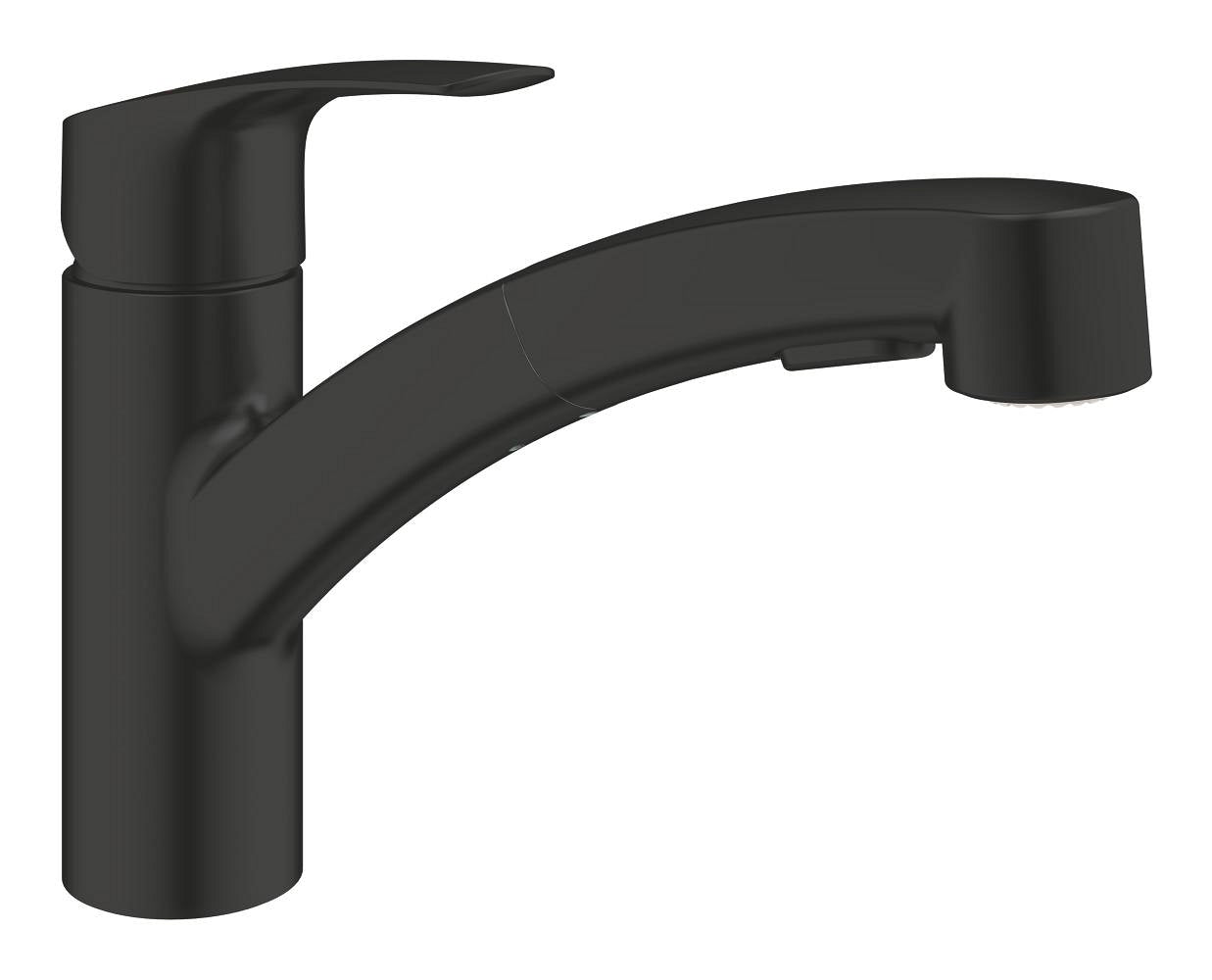Grohe Eurosmart Tek Kumandalı Spiralli Eviye Bataryası Mat Siyah - 303052431