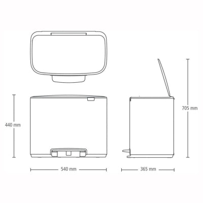 Brabantia Çöp Kutusu İki Bölmeli 11+23 Lt Bo Pedal Bin 121142