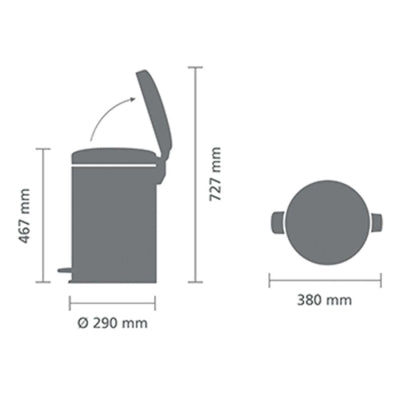Brabantia Çöp Kutusu 20 litre Newicon Pedallı Mat Bej 149948