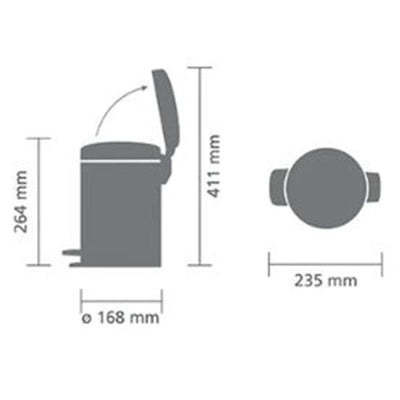 Brabantia Çöp Kutusu 3 litre Newicon Pedallı Mineral Cosy Brown 208522