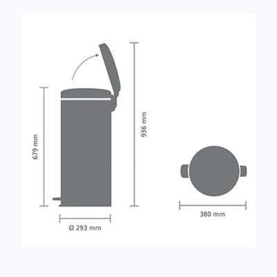 Brabantia Çöp Kutusu 30 litre Newicon Pedallı Beton Gri 119187