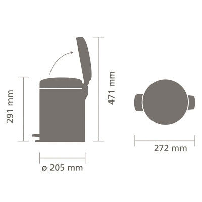 Brabantia Çöp Kutusu 5 litre Newicon Pedallı Şampanya Rengi 304422