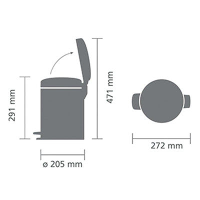 Brabantia Çöp Kutusu 5 litre Newicon Pedallı Mineral Powerful Blue   206849