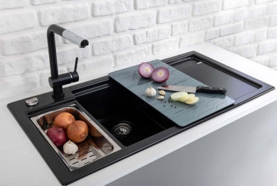 Nuevo Eviye Purel 6 S 100 x 51 cm Sağ Damlalıklı Siyah Porselen 824156