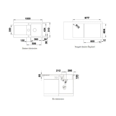 Nuevo Eviye Liberta 6 S 100 x 51 cm Sol Damlalıklı Kristal Beyaz Porselen 104172