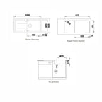 Nuevo Eviye Sonas XL 6 S 100 x 50 cm Sol Damlalıklı Siyah Porselen 324163