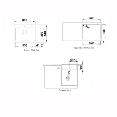 Nuevo Eviye Icon 6 61,5 x 51 cm Siyah Porselen 624169