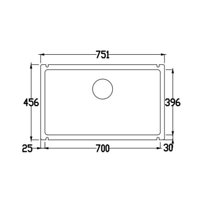 Nuevo Seramik Eviye Tezgah Altı Sonic 700 U 75,1 x 45,6 Manolya