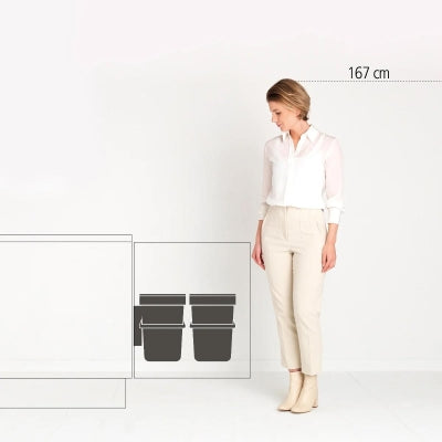 Brabantia Çöp Kutusu  2x12 Lt Dolap İçi Sort Go Mint Gri 109980