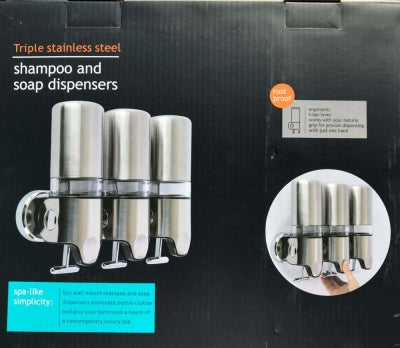Üçlü Sıvı Sabunluk, Şampuanlık, Kremlik Otel Tipi 450 ml x 3 Mat Paslanmaz Çelik