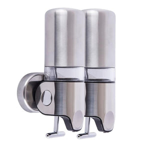 İkili Sıvı Sabunluk, Şampuanlık 450 ml x 2 Mat Paslanmaz Çelik