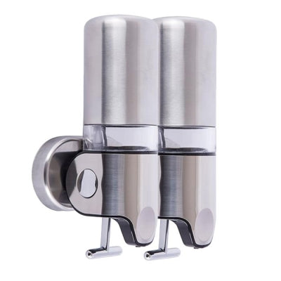 İkili Sıvı Sabunluk, Şampuanlık 450 ml x 2 Mat Paslanmaz Çelik