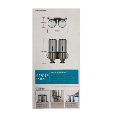 İkili Sıvı Sabunluk, Şampuanlık 450 ml x 2 Mat Paslanmaz Çelik