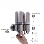 İkili Sıvı Sabunluk, Şampuanlık 450 ml x 2 Mat Paslanmaz Çelik