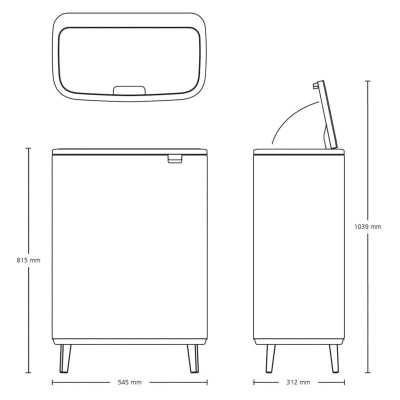 Brabantia Çöp Kutusu Bo Touch Bin Kapak 30+30 Lt Beton Gri 130663