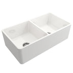 Bocchi Eviye Lavello 85 cm Çift Gözlü Country Parlak Beyaz Porselen