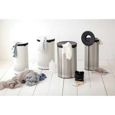 Brabantia Çamaşır Sepeti 60 lt Mat Paslanmaz Çelik Siyah Kapak 105166