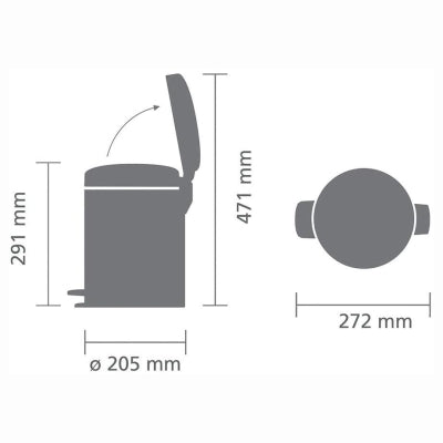 Brabantia Çöp Kutusu 5 litre Newicon Pedallı Beton Gri 126284