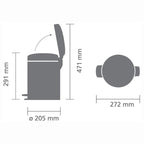 Brabantia Çöp Kutusu 5 litre Newicon Pedallı Beton Gri 126284
