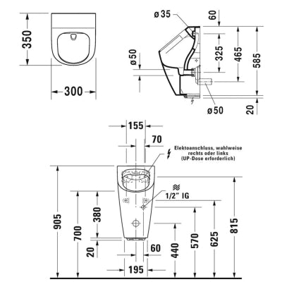 Duravit Pisuar ME by Starck Rimless Elektrikli 2809310093