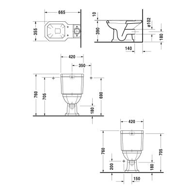 Duravit Klozet Seti 1930 Serisi Rezervuarlı0227310075