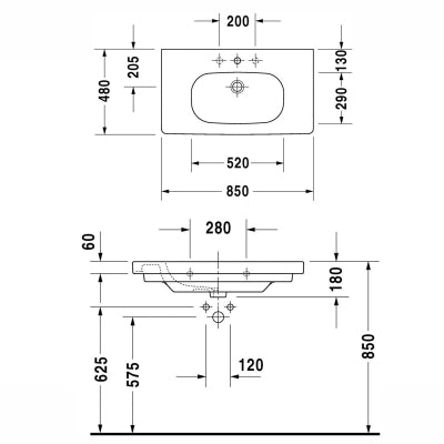 Duravit Lavabo D-Code Etajerli 85 x 48 cm 0342850002