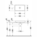 Duravit Lavabo DuraSquare DuraCeram Dikdörtgen Çanak 60 x 34,5 cm 2355600000