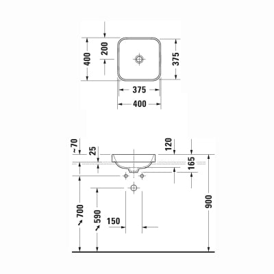Duravit Lavabo Çanak Happy D.2 Plus40 x 40 cm Beyaz  2359400000