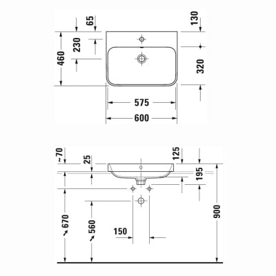 Duravit Lavabo Happy D.2 Plus 60 x 46 cm Beyaz  2360600000