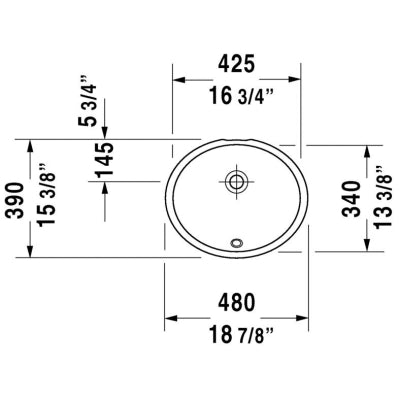 Duravit Lavabo Dune Tezgah Altı 42,5 x 34  cm, Alpin Beyaz 0481460000