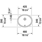Duravit Lavabo Dune Tezgah Altı 42,5 x 34  cm, Alpin Beyaz 0481460000