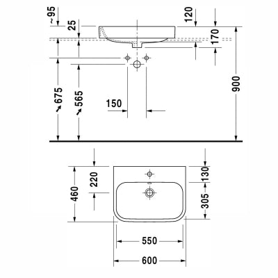 Duravit Lavabo Happy D.2 Tezgahüstü 60 x 46 cm 2315600000