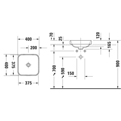 Duravit Lavabo Çanak Happy D.2 Plus 40 x 40 cm, Antrasit Mat 2359401300