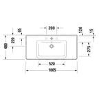 Duravit Lavabo D-Neo Etejerli Tezgah Üstü 105 x 48 cm, Beyaz 2367100000