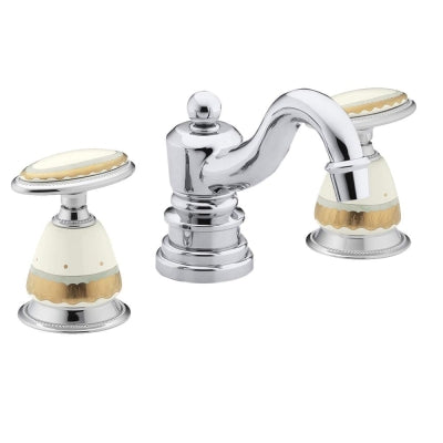 Kohler Lavabo Bataryası Antique Praire Flowers Desenli Porselen Volan
