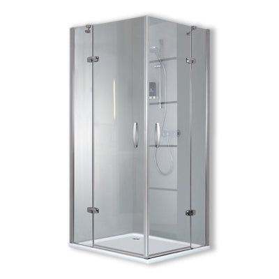 Hüppe Duş Kabini Aura Kare 90 x 90 cm - İki Sabit Cam İki Menteşeli Kapı