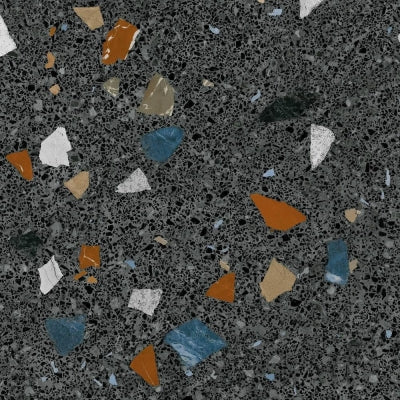 Arcana Yer Duvar Karosu Terrazzo Stracciatella Grafito Mat 80 x 80 cm