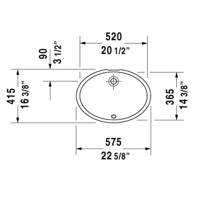 Duravit Lavabo Dune Tezgah Altı 52 x 36,5 cm, Alpin Beyaz 0481570000