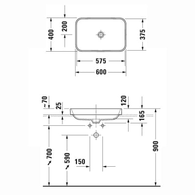 Duravit Lavabo Çanak Happy D.2 Plus 60 x 40 cm Beyaz 2359600000