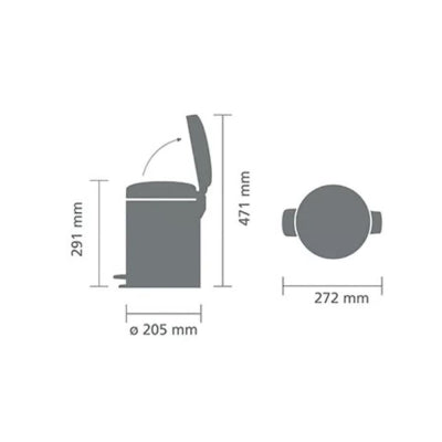 Brabantia Çöp Kutusu 5 litre Newicon Pedallı Confident Grey 233463