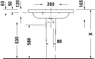 Duravit Lavabo D-Code Etejerli Tezgah Üstü 80 x 48 cm, Beyaz 23998000002