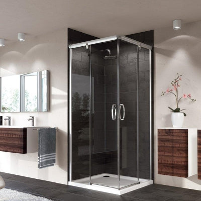 Hüppe Duş Kabini Aura Kare 90 x 90 cm - İki Sabit Cam İki Kayar Kapı