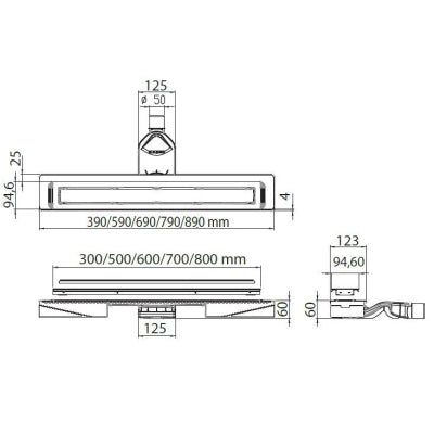 Evi Metal Duş Kanalı HighLine 50 lik Çıkışlı 30 cm Satine Yüzey