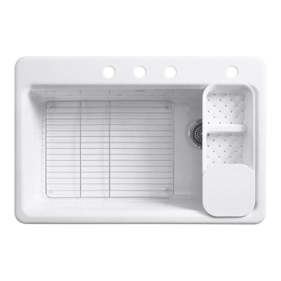 Kohler Eviye Riverby 4 Delikli Döküm, Beyaz