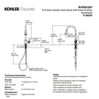 Kohler Eviye Bataryası Artifacts , Vibrant Stainless