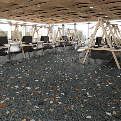 Arcana Yer Duvar Karosu Terrazzo Stracciatella Grafito Mat 80 x 80 cm